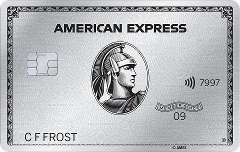 American Express Platinum metal credit card displayed front-facing on white background.