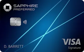 Chase Sapphire Preferred Visa Signature credit card displayed front-facing on dark background.