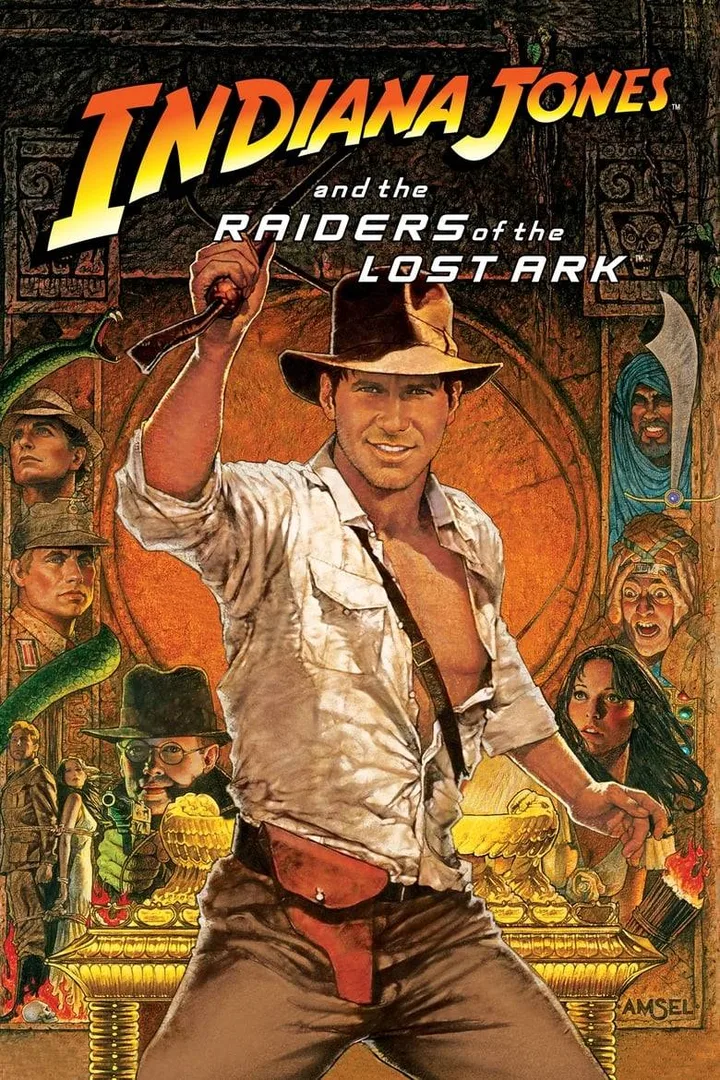 Official illustrated movie poster for Indiana Jones and the Raiders of the Lost Ark.